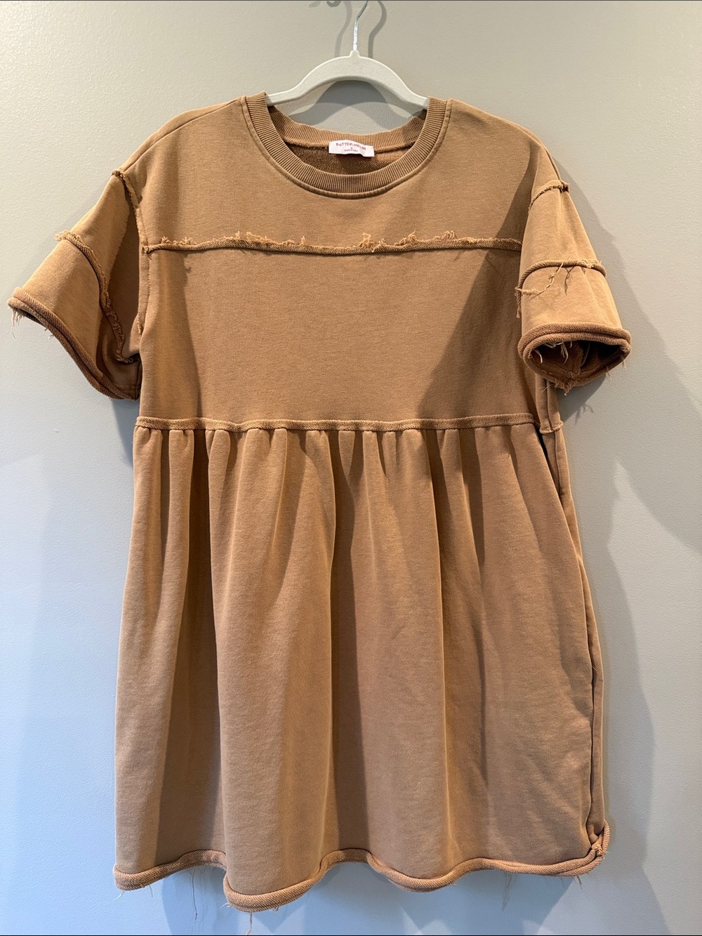Tan Buttermelon Short-Sleeve Mini Dress